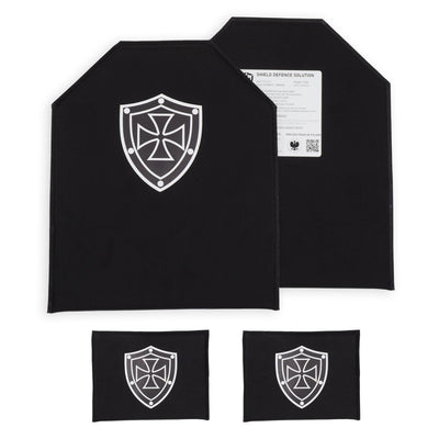 25 × 30 cm pehme ballistilise vaheplaadi komplekt SAPI – esikülg, tagakülg ja külgpaneelid